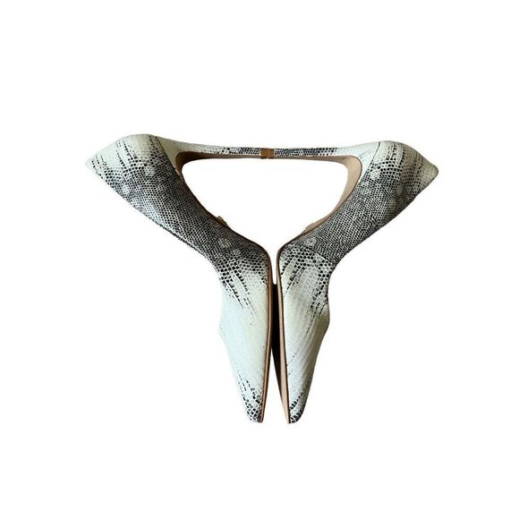 Carrano Snake Skin Stilettos Pumps Heels size 10 Gray Cream White - Picture 9 of 12